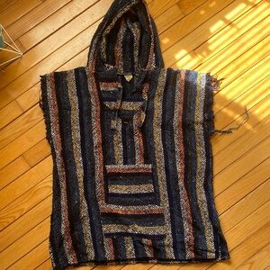 Striped Hooded Poncho